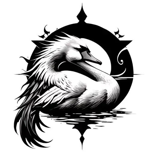 swan, viking, female, norse tattoo design idea