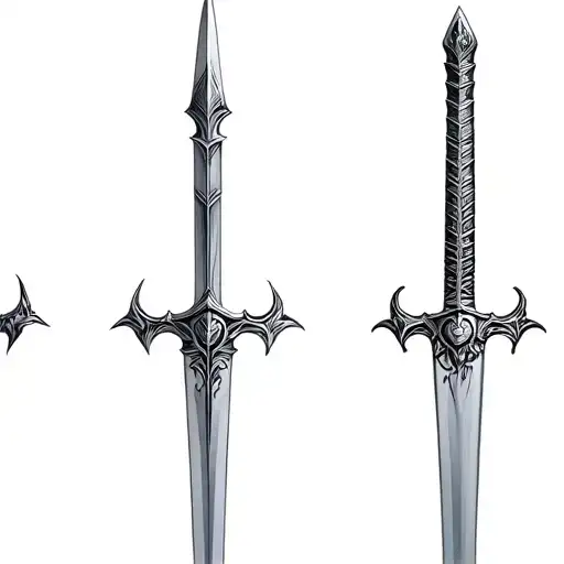a sword tattoo for a 3D generalist include different aspects of 3D art such as UV maps, blueprint measurements,cubes etc tattoo design idea