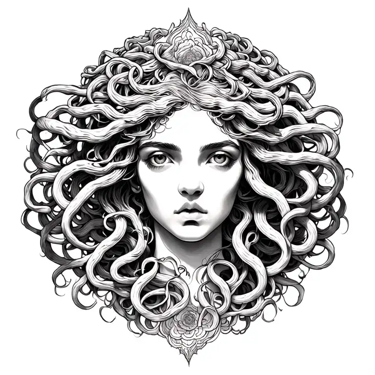 medusa tattoo with semicolons tattoo design idea