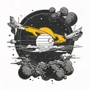 crescent moon next to or overlapping a small circle symbolizing Pluto. Keep the lines clean and bold without too much tattoo design idea