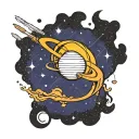 crescent moon next to or overlapping a small circle symbolizing Pluto. Keep the lines clean and bold without too much tattoo design idea