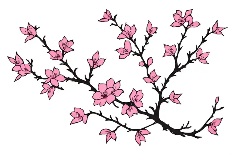 cherry blossom vines wrapping tattoo design idea