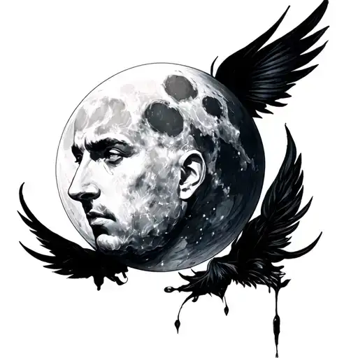 Man In The Moon tattoo design idea