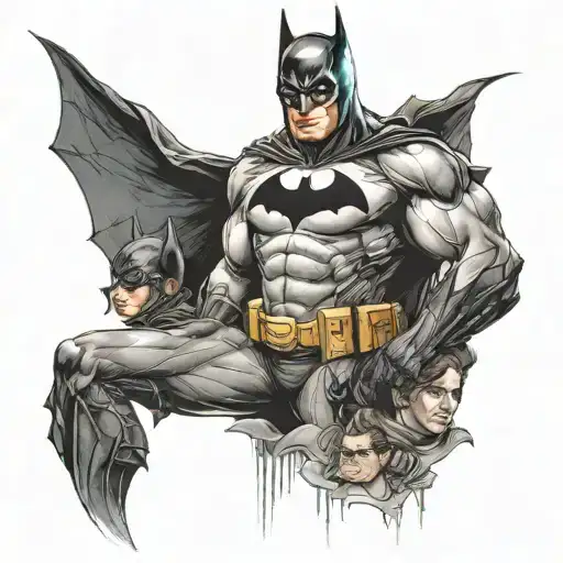 Batman looking over his family tattoo design idea