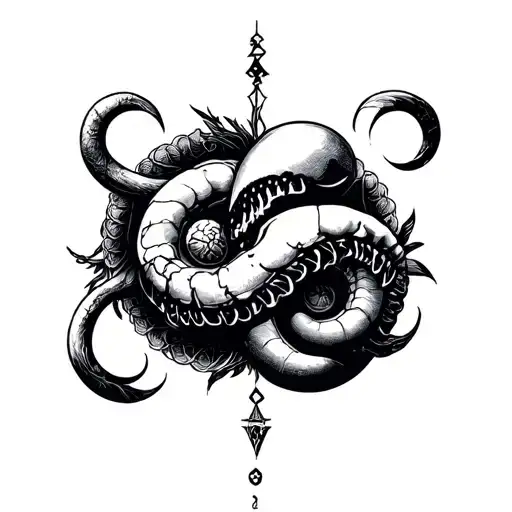 aquarius and Cancer zodiac tattoo design idea