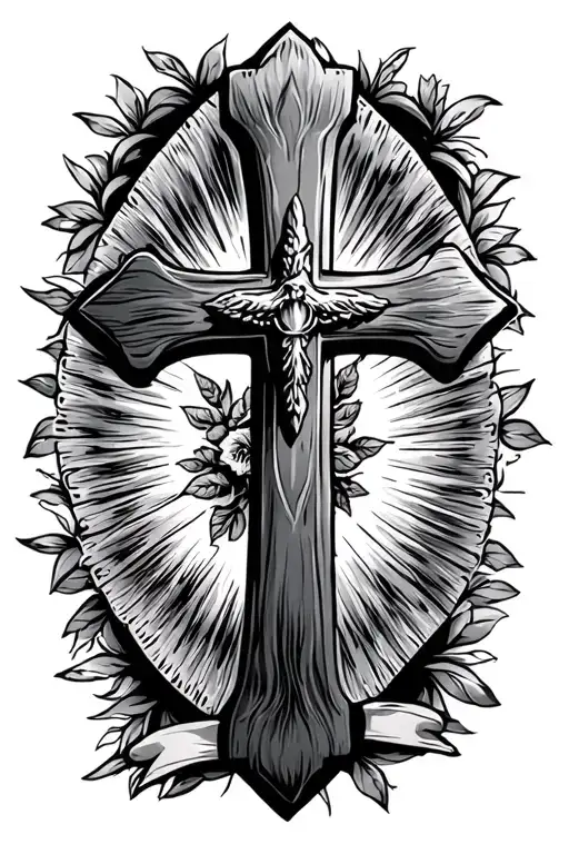 dad memorial cross tattoo design idea