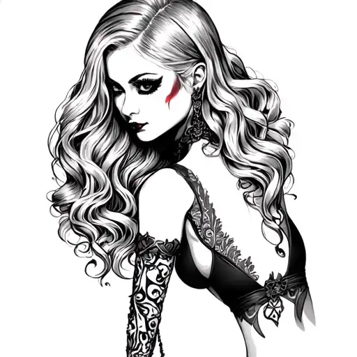 Goth Pinup Girl tattoo design idea