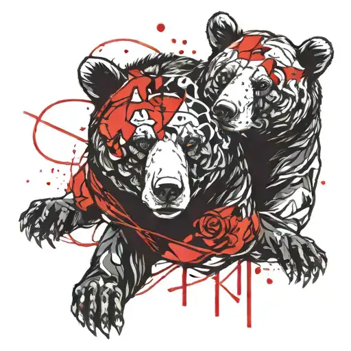 two headed bear tattoo design idea