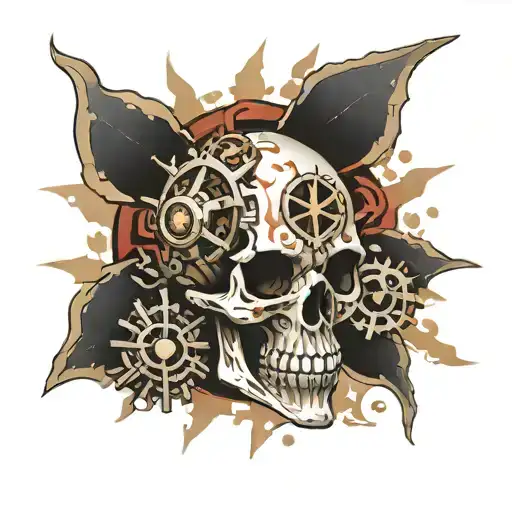 adeptus mechanicus skull with gears tattoo design idea