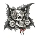 adeptus mechanicus skull with gears tattoo design idea