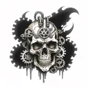 adeptus mechanicus skull with gears tattoo design idea