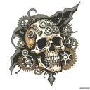 adeptus mechanicus skull with gears tattoo design idea