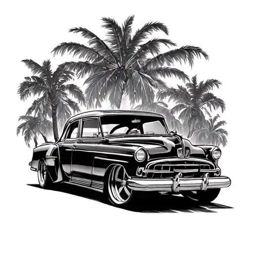 Lowrider car scene tattoo design idea