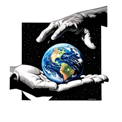 the world is yours with tony montana a hand holding earth  tattoo design idea
