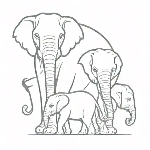 elephant with babies tattoo design idea
