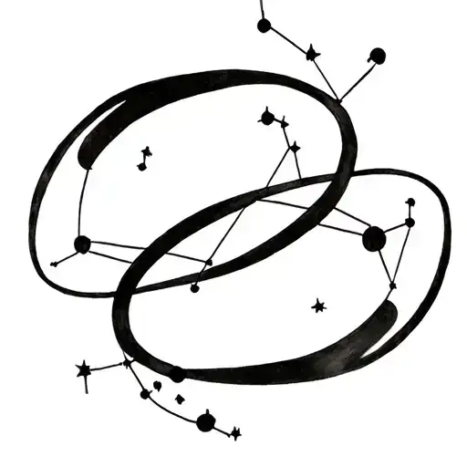 infinity symbol with aquarius and leo constellations tattoo design idea