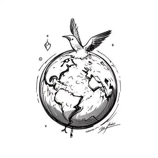 robin globe tummy tattoo design idea