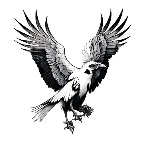 secretary bird breaks free tattoo design idea