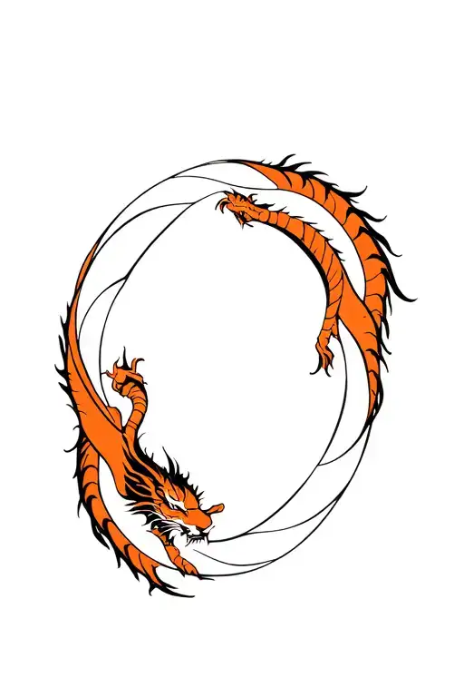 Balance yin yang tiger dragon intertwined tattoo design idea