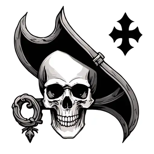 Fleur de Lys, Saint Michel, the Lorraine cross and Pirate skull tattoo design idea
