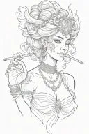 smoking themis with blindfolded eyes and scales in her hands tattoo design idea