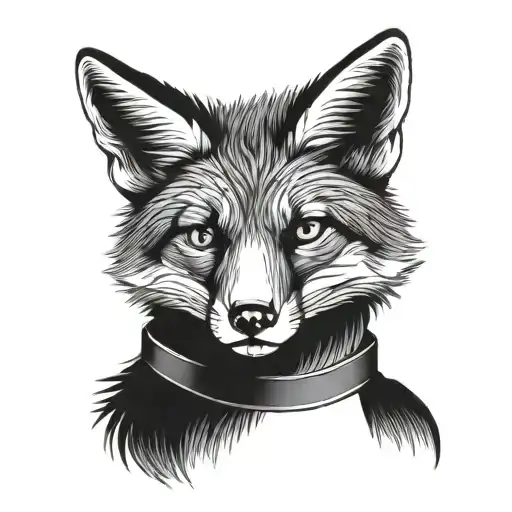 FOX WITH A CHOKER WITH HEART FORMAT tattoo design idea