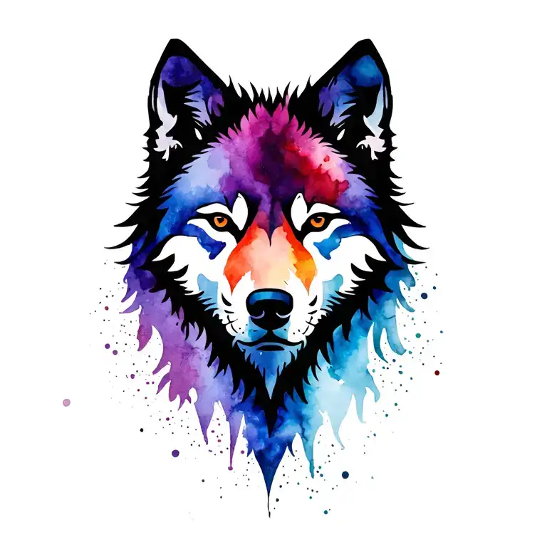 shadow wolf silhouette tattoo design idea