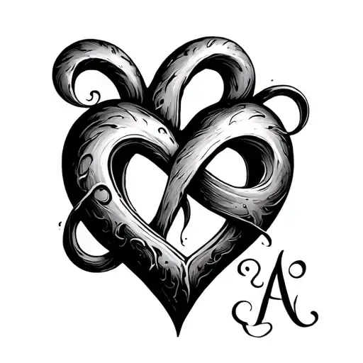 heart with infinite with initials tattoo design idea