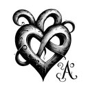 heart with infinite with initials tattoo design idea