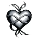 heart with infinite with initials tattoo design idea
