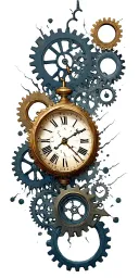 Broken Clock gears forming tattoo design idea