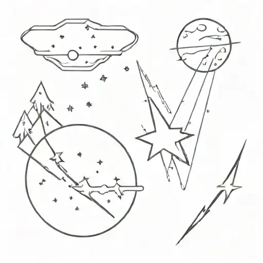 aurora and comet  tattoo design idea