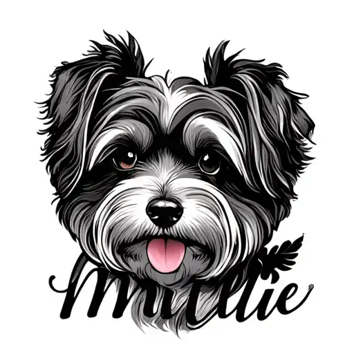 millie name written dog tattoo design idea