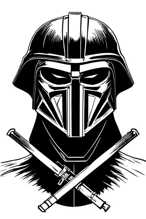 Darth Revan helmet and crossed two tattoo design idea
