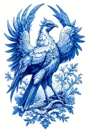 delftware pattern  phoenix tattoo design idea