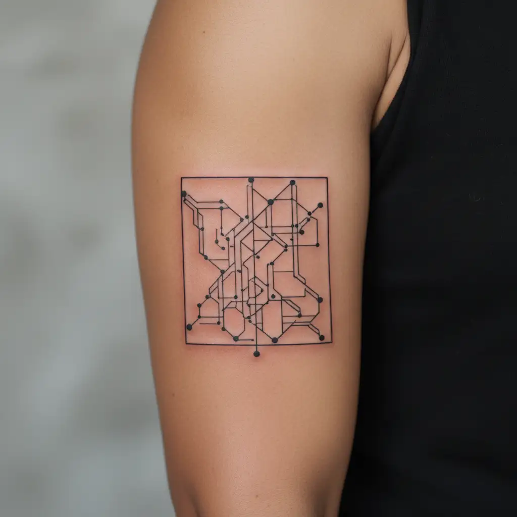 matrix code flowing tattoo design idea