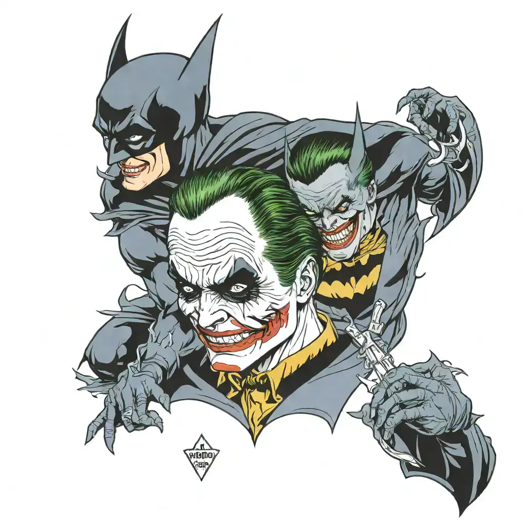 batman with joker tattoo design idea