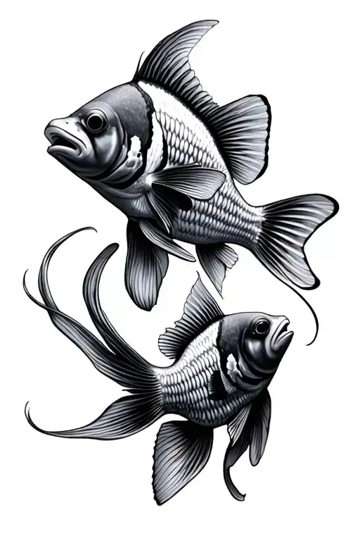 clown fish and fighter fish  tattoo design idea