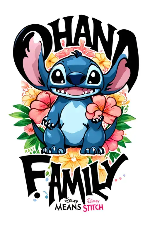 "OHANA MEANS FAMILY " Disneys Stich animation "Lilu and Stich" tattoo design idea