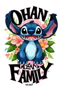 "OHANA MEANS FAMILY " Disneys Stich animation "Lilu and Stich" tattoo design idea