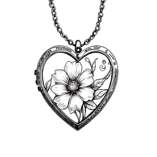 heart shaped locket with flower in it tattoo design idea