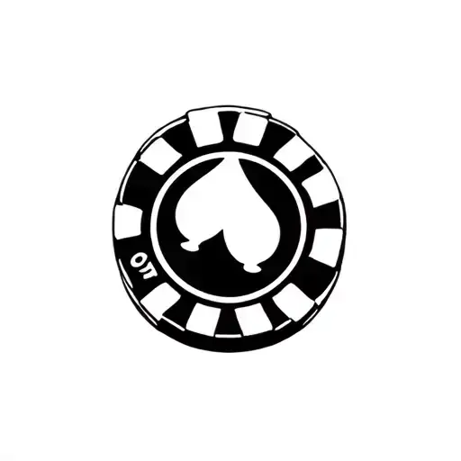 poker chip with bowling pins behind it tattoo design idea