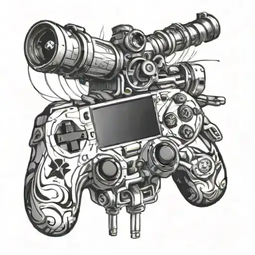 scope in game controller tattoo design idea