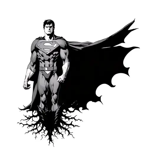 superman with roots outside small tattoo design idea