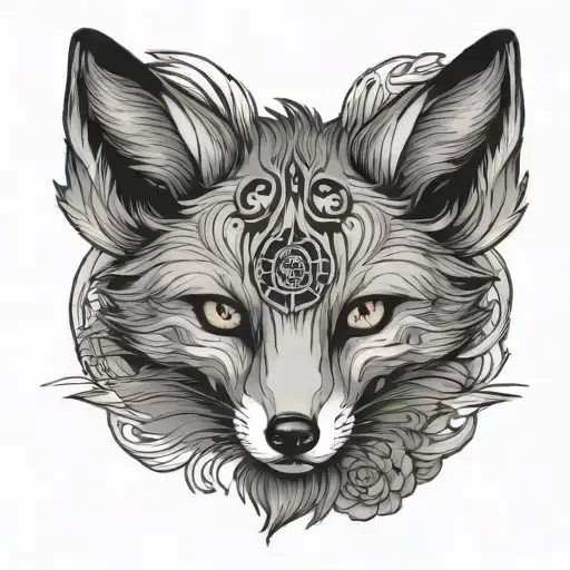 a fox with korean cunning written under it tattoo design idea