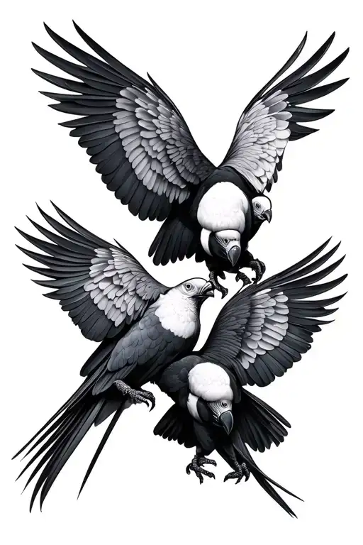 x3 black cockatoos tattoo design idea