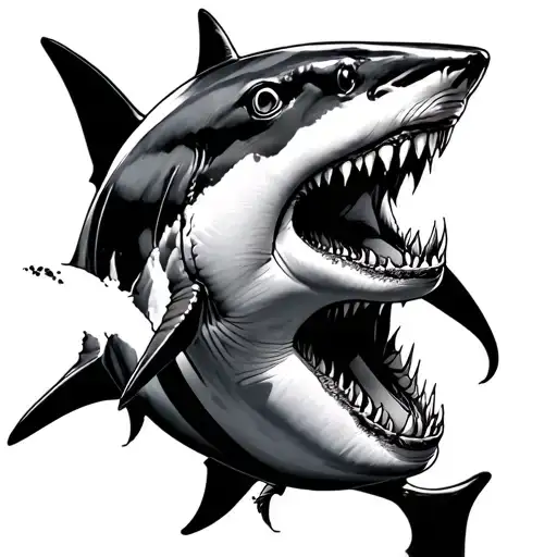mako shark mouth open tattoo design idea