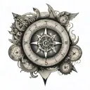 compass, clock, transience tattoo design idea
