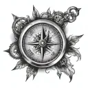 compass, clock, transience tattoo design idea