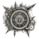 compass, clock, transience tattoo design idea